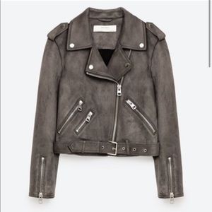 Zara Suede gray motorcycle Jacket
